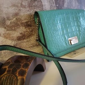 Kate Spade Orchard Valley Leather Crossbody Bag Crocodile embossed turquoise